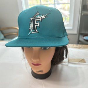 Vintage Florida Marlins Drew Pearson Snapback Hat Cap Men MLB Baseball Teal